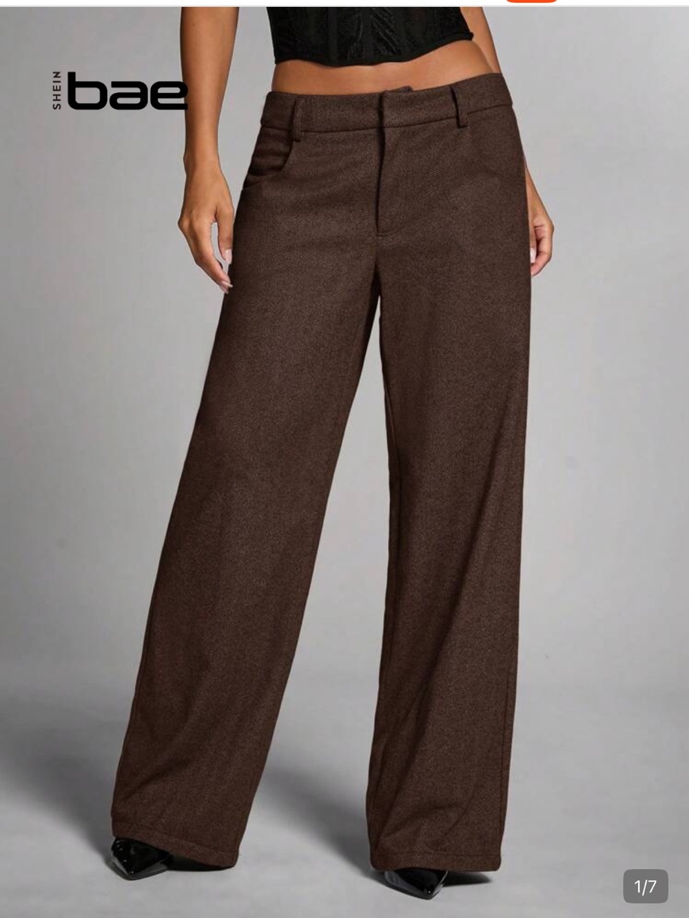 SHEIN Dark Brown Wide-Leg Trousers